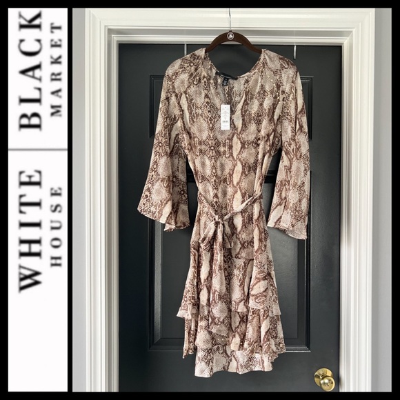 NWT WHBM Studded Python Ruffle Dress - Picture 6 of 12